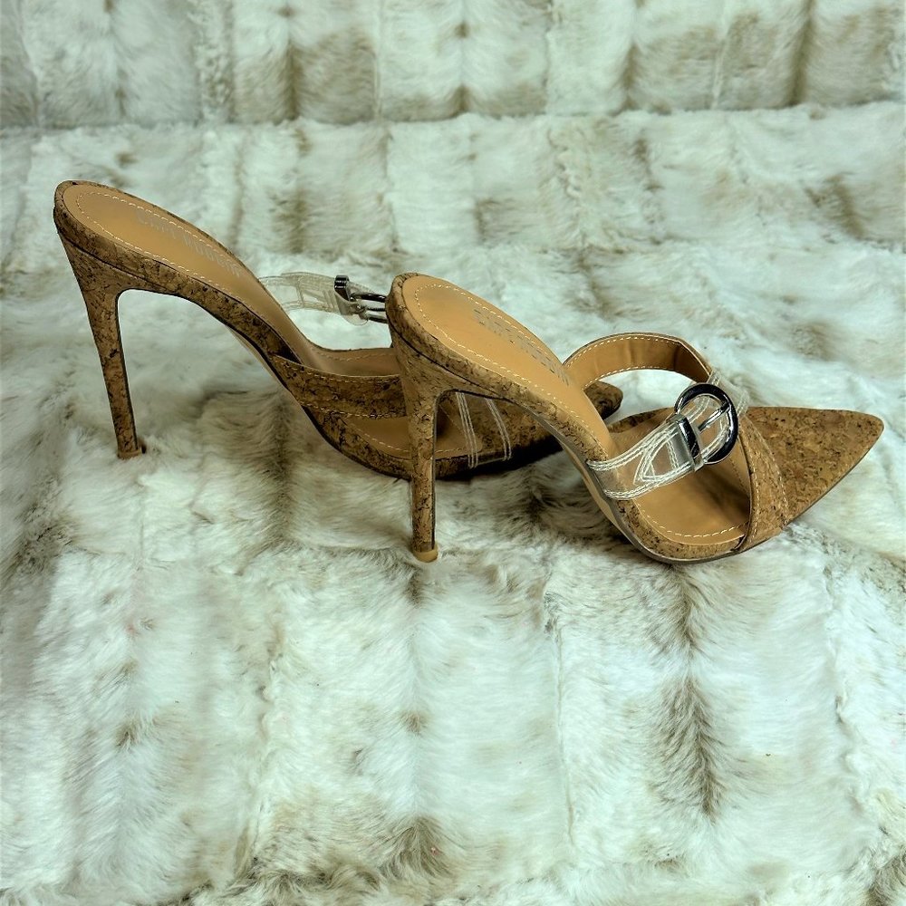 Cape Robbin Ferocios Pointy Toe Slip On 4.5" Heel Mule Slides Cork Wrap - Picture 3 of 8